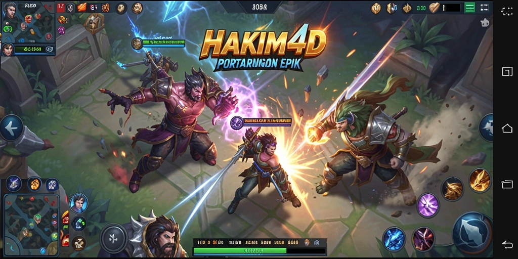 Tangkapan layar menunjukkan aksi seru dalam pertandingan MOBA HAKIM4D.