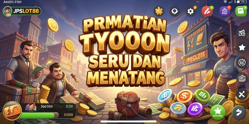 Screenshot gameplay JPSLOT88 menampilkan aksi seru dalam mengelola bisnis Tycoon.