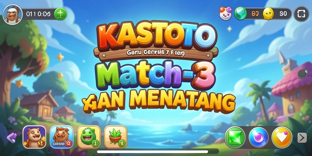 Gameplay KASTOTO menampilkan elemen colorful dalam misi mencocokkan.