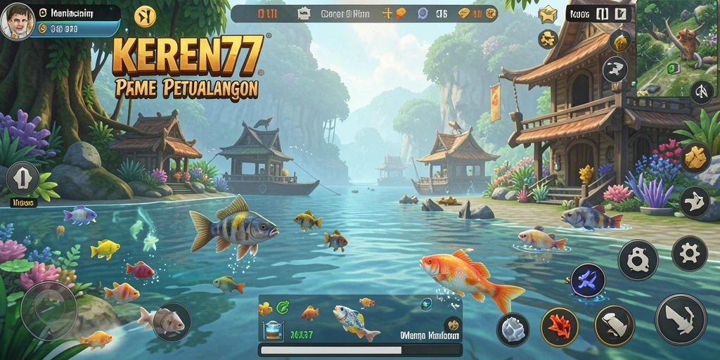 Tampilan gameplay KEREN77 dengan aksi memancing mendebarkan.