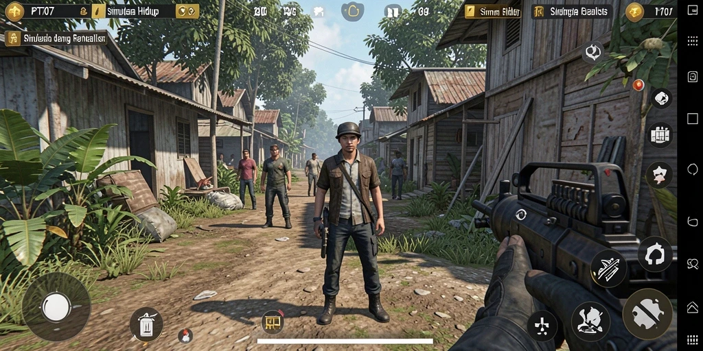 Gameplay PT707 menampilkan karakter berinteraksi dalam lingkungan yang dinamis.