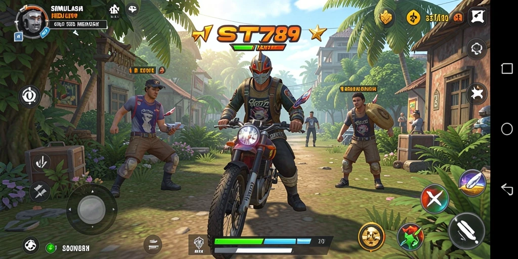 Gambar gameplay ST789 yang menunjukkan karakter berinteraksi dalam dunia simulasi.